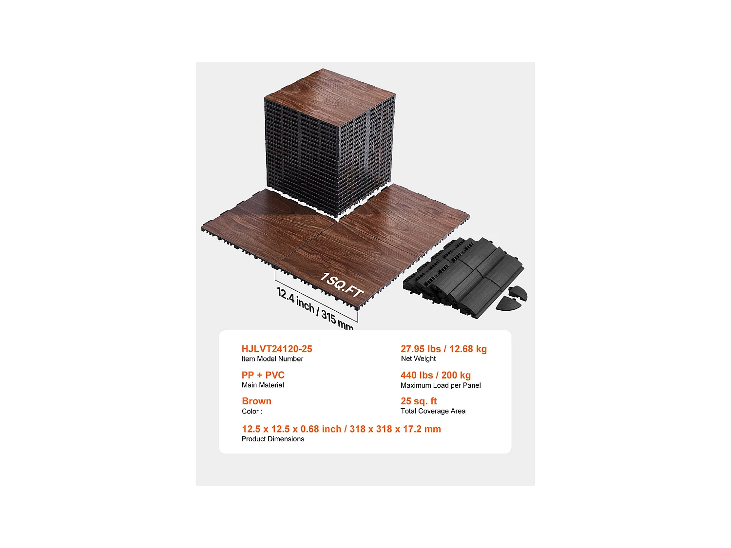 Revêtements de Sol SucceBuy pour Salle de Sport, Dalles en Caoutchouc Emboîtables de 25 Pièces, Puzzle PP+PVC