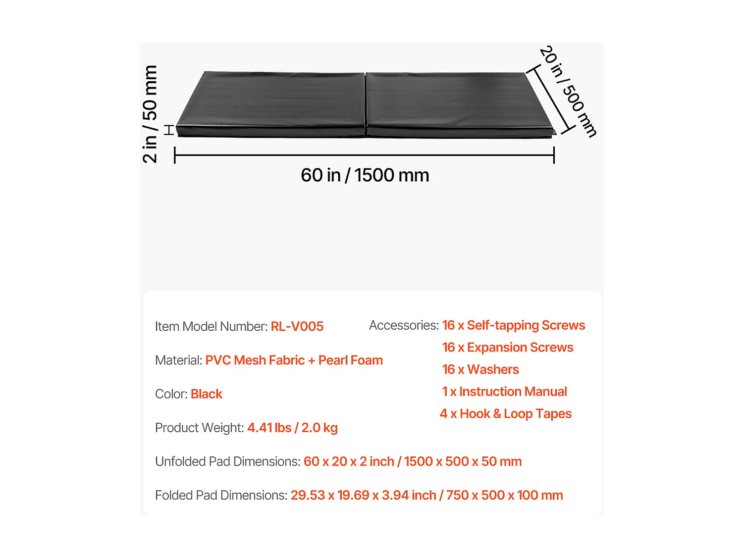 Crash Pad SucceBuy Tappetino di Protezione per Pareti da Palestra, Tappetino in Schiuma Impermeabile Resistente, Spessore 5 cm, per Campo da Basket e Garage