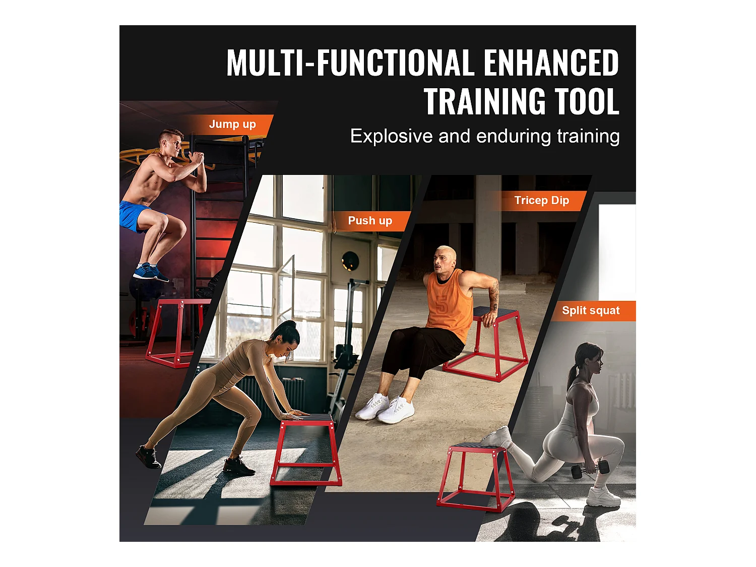 Boîte de Saut Pliométrique SucceBuy, Boîte à Saut Musculation Fitness, 4PCs, 30.5/45.8/60.9/76.2 cm