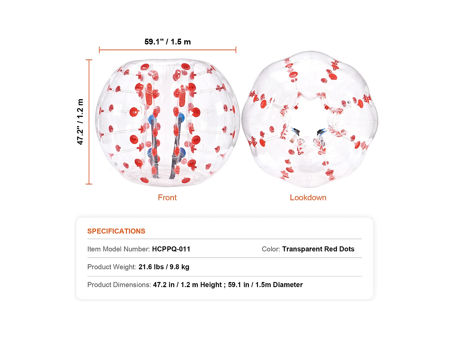 Ballon Pare-Chocs Gonflable SucceBuy, en PVC de 1,5 m, Lot de 1, pour Adolescent et Adulte