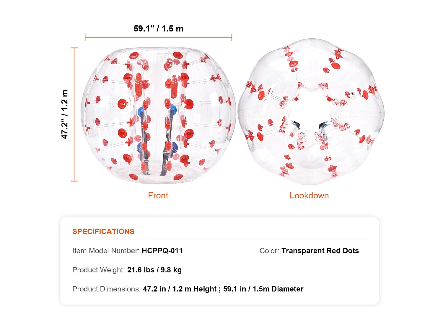 Ballon Pare-Chocs Gonflable SucceBuy, en PVC de 1,5 m, Lot de 1, pour Adolescent et Adulte