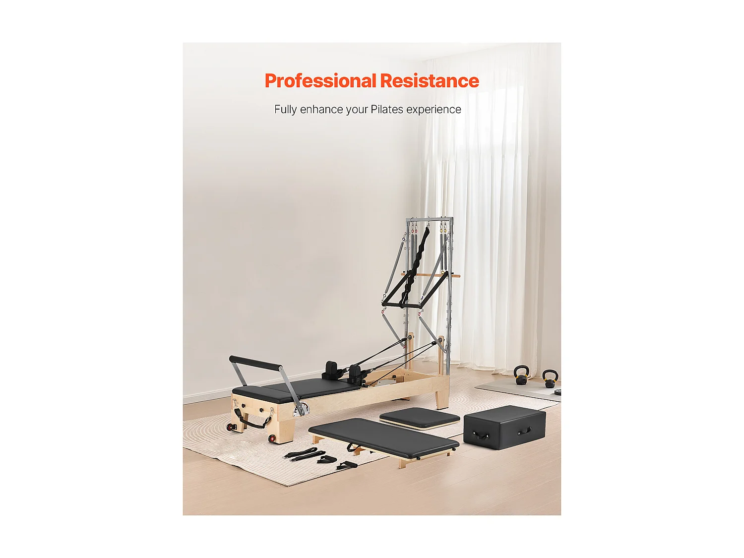 Maszyna do Pilatesu SucceBuy Pilates Reformer Drewniana Maszyna do Pilatesa z Oporem do Siłowni Domowej