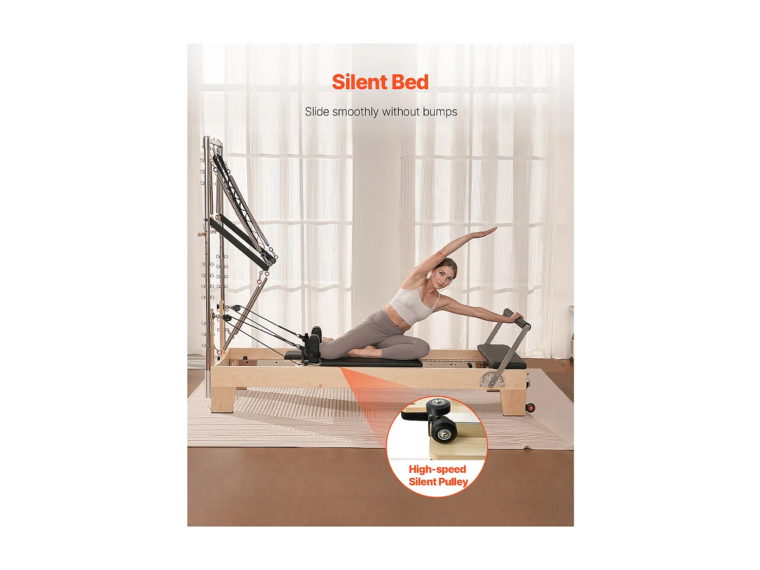 Maszyna do Pilatesu SucceBuy Pilates Reformer Drewniana Maszyna do Pilatesa z Oporem do Siłowni Domowej