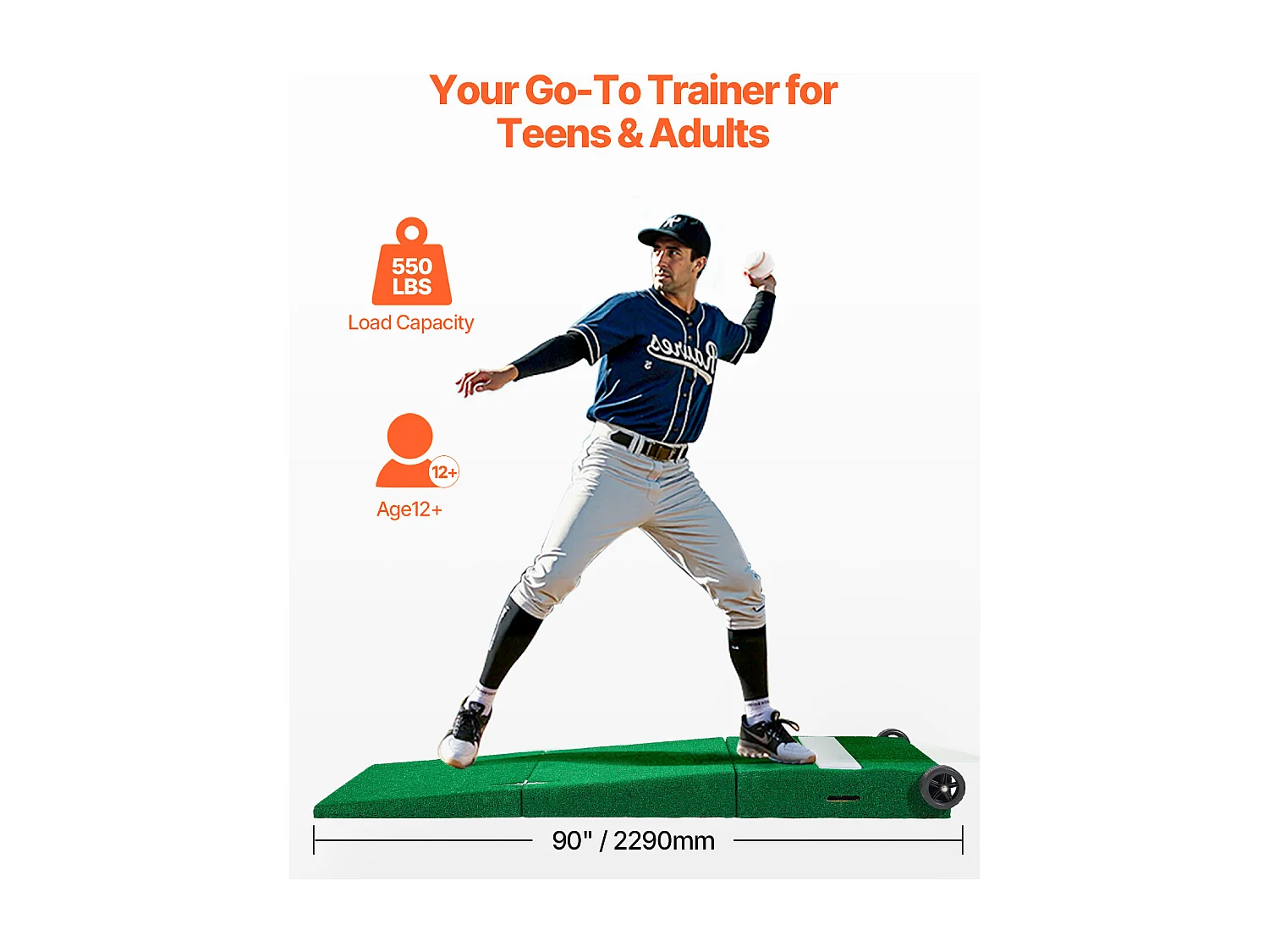 Monte de Lançador Portátil para Béisbol SucceBuy, Comprimento 228 cm, para Treinos em Casa ou Preparação para Competições