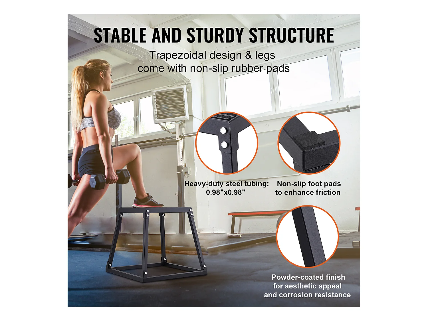 Boîte de Pliométrie SucceBuy 30/46/61/76cm Plyometric Jump Box Fitness Noir pour l'Exercice