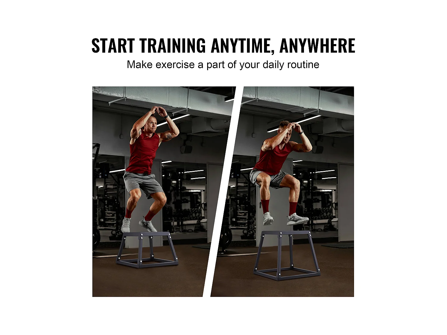 Boîte de Pliométrie SucceBuy 30/46/61/76cm Plyometric Jump Box Fitness Noir pour l'Exercice