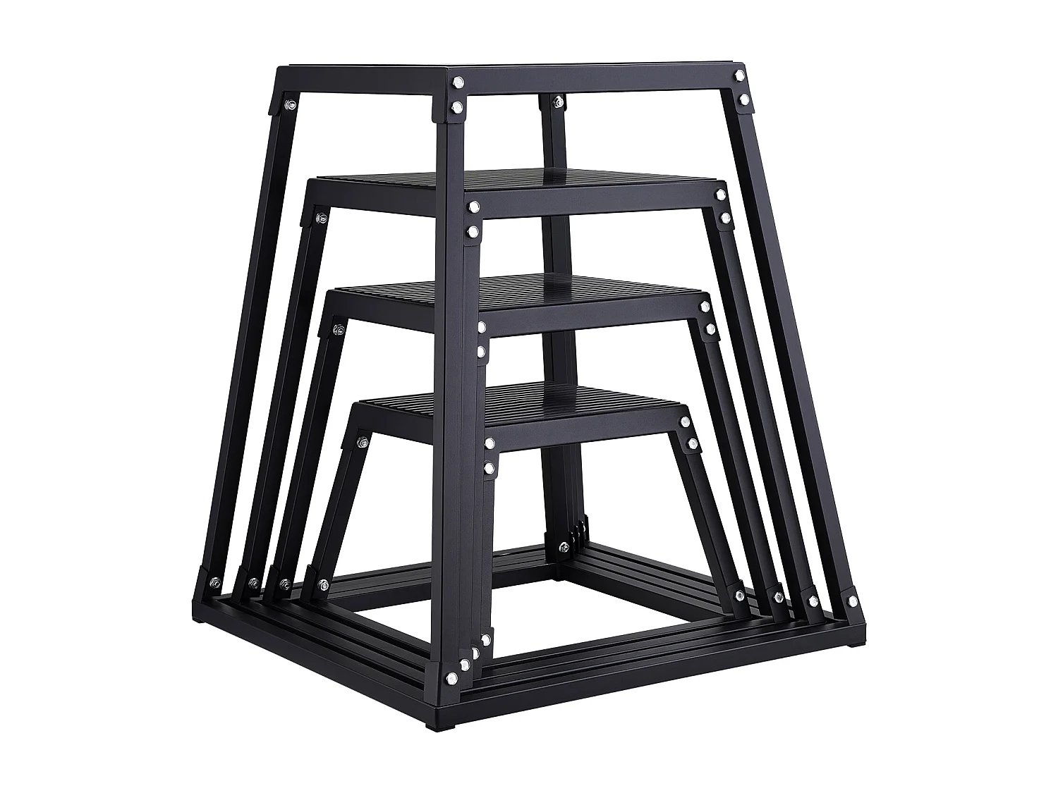 Caixa de Pliometria SucceBuy 30/46/61/76cm Caixa de Salto Pliométrico Fitness Preto para Exercício