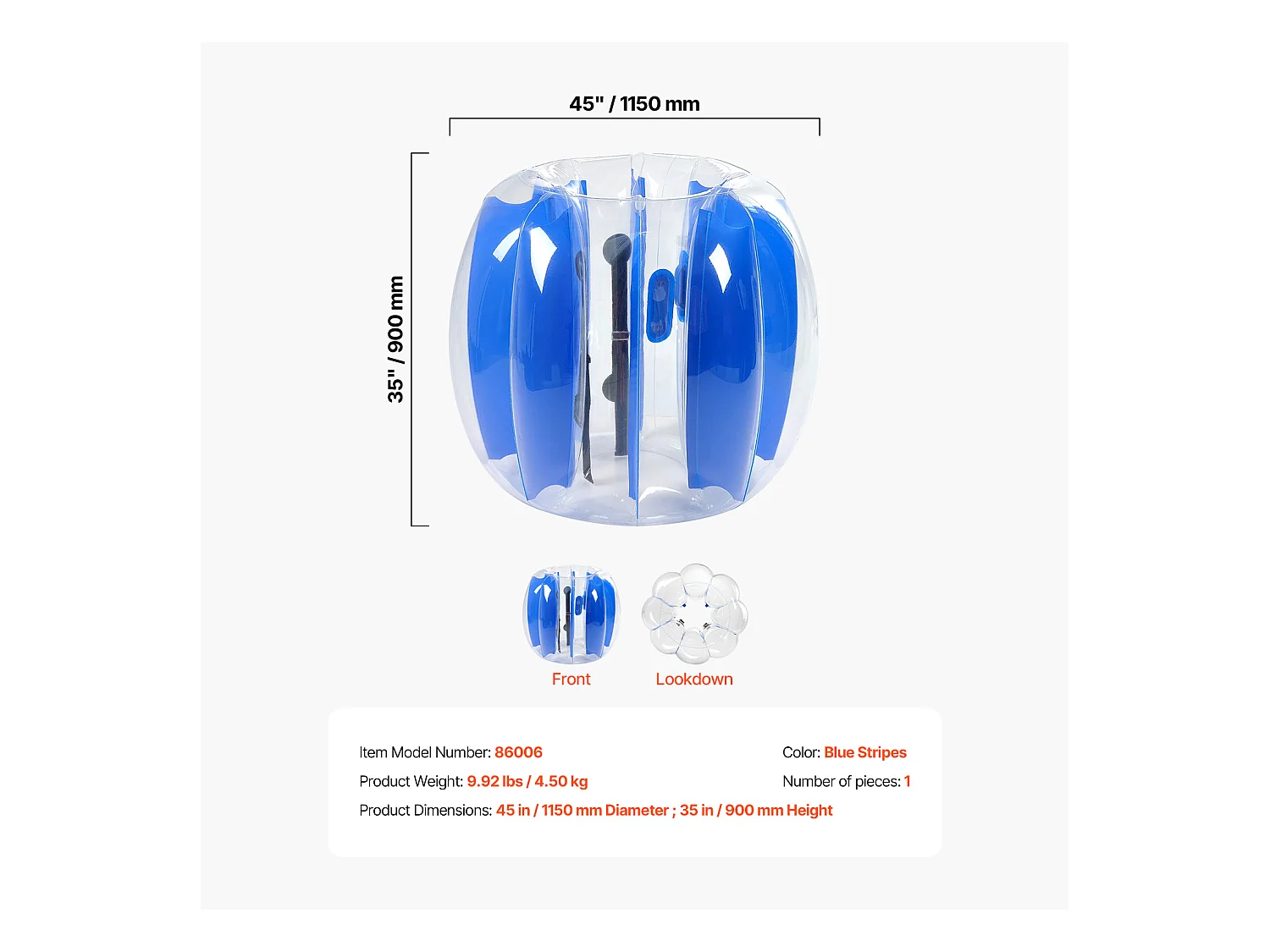 Ballon Pare-Chocs Gonflable SucceBuy (1 Pièce) 1,2 m, Ballon à Bulles en PVC Durable de 0,5 mm d'Épaisseur pour les Jeux d'Équipe en Plein Air