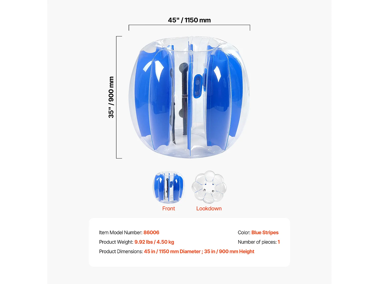 Ballon Pare-Chocs Gonflable SucceBuy (1 Pièce) 1,2 m, Ballon à Bulles en PVC Durable de 0,5 mm d'Épaisseur pour les Jeux d'Équipe en Plein Air