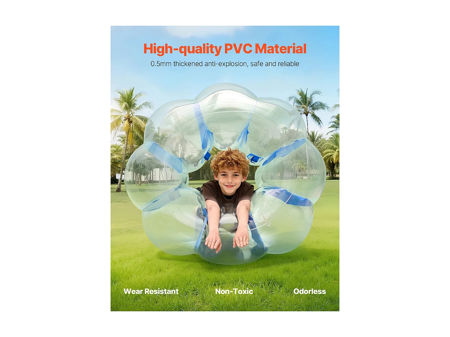 Ballon Pare-Chocs Gonflable SucceBuy (1 Pièce) 1,2 m, Ballon à Bulles en PVC Durable de 0,5 mm d'Épaisseur pour les Jeux d'Équipe en Plein Air