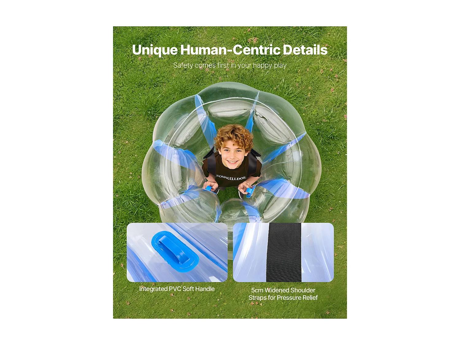 Ballon Pare-Chocs Gonflable SucceBuy (1 Pièce) 1,2 m, Ballon à Bulles en PVC Durable de 0,5 mm d'Épaisseur pour les Jeux d'Équipe en Plein Air