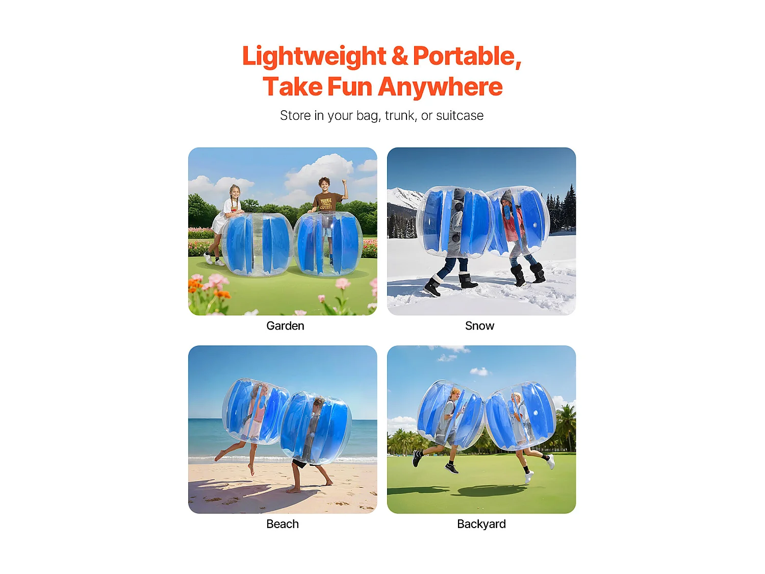 Ballon Pare-Chocs Gonflable SucceBuy (1 Pièce) 1,2 m, Ballon à Bulles en PVC Durable de 0,5 mm d'Épaisseur pour les Jeux d'Équipe en Plein Air