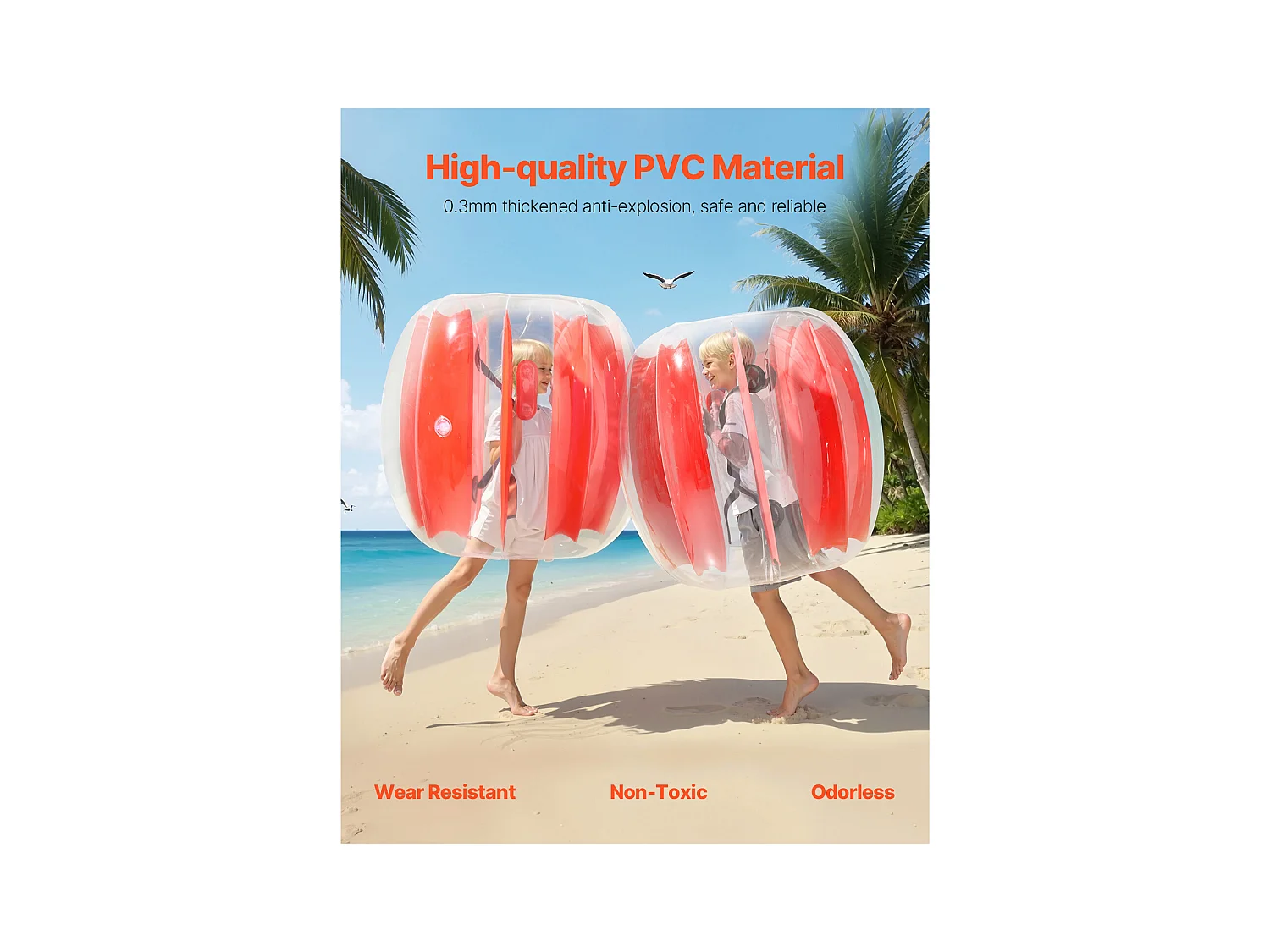 Globos de Parachoques Inflables SucceBuy (2 Piezas) 0,9 m, Bolas de Colisión Robusta de PVC de 0,3 mm de Espesor con Rayas Rojas, Ideales para Juegos