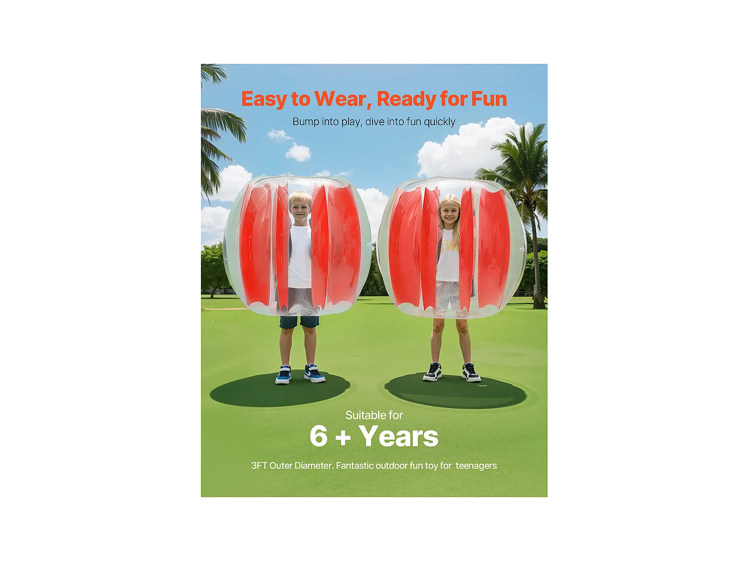 Globos de Parachoques Inflables SucceBuy (2 Piezas) 0,9 m, Bolas de Colisión Robusta de PVC de 0,3 mm de Espesor con Rayas Rojas, Ideales para Juegos