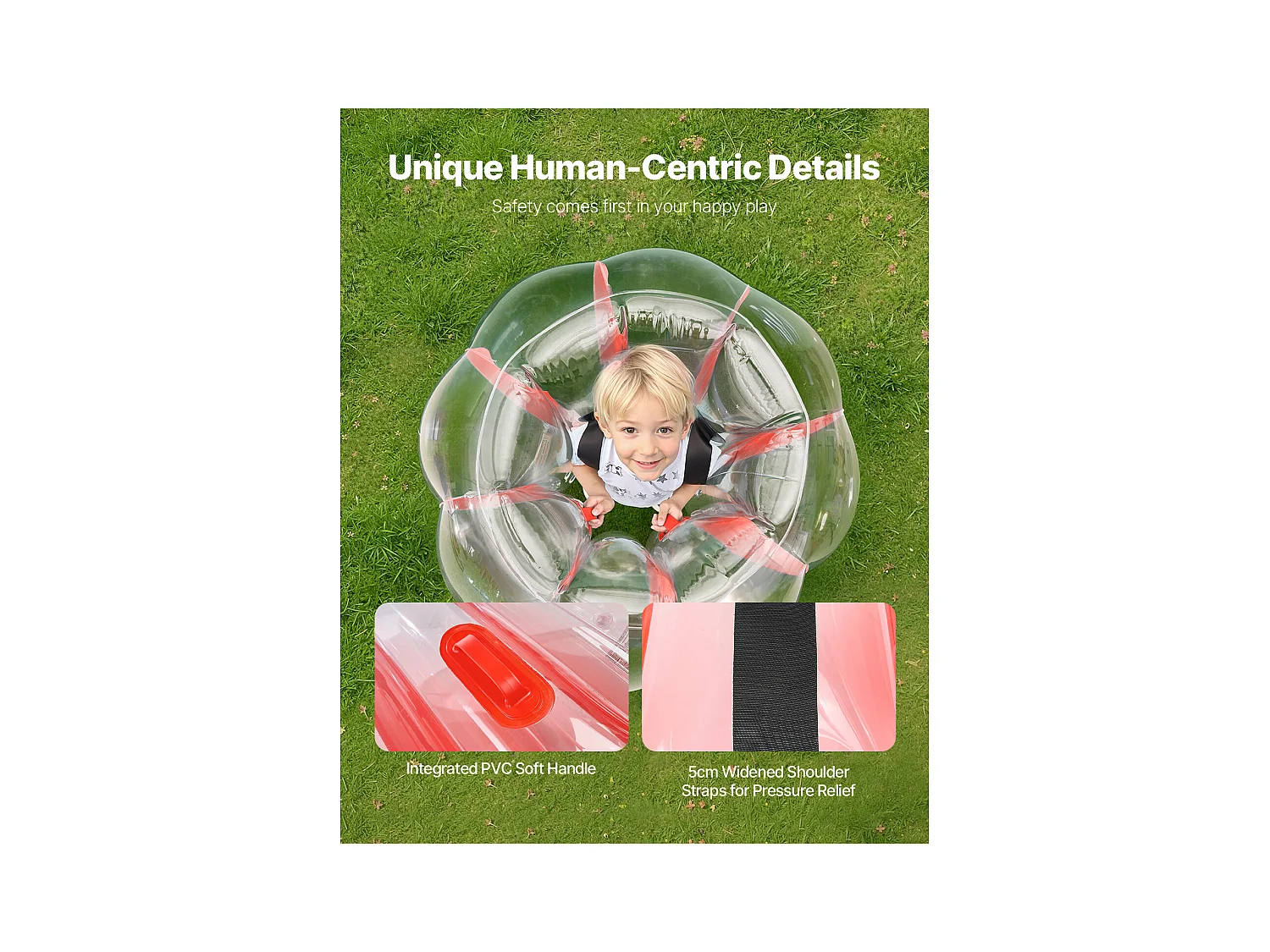 Globos de Parachoques Inflables SucceBuy (2 Piezas) 0,9 m, Bolas de Colisión Robusta de PVC de 0,3 mm de Espesor con Rayas Rojas, Ideales para Juegos