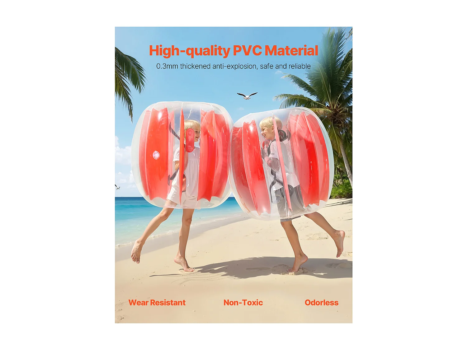 Ballons Pare-Chocs Gonflables SucceBuy (2 Pièces) 0,9 m, Balles de Collision Robuste en PVC de 0,3 mm d'Épaisseur avec Rayures Rouges, Idéales pour les Jeux