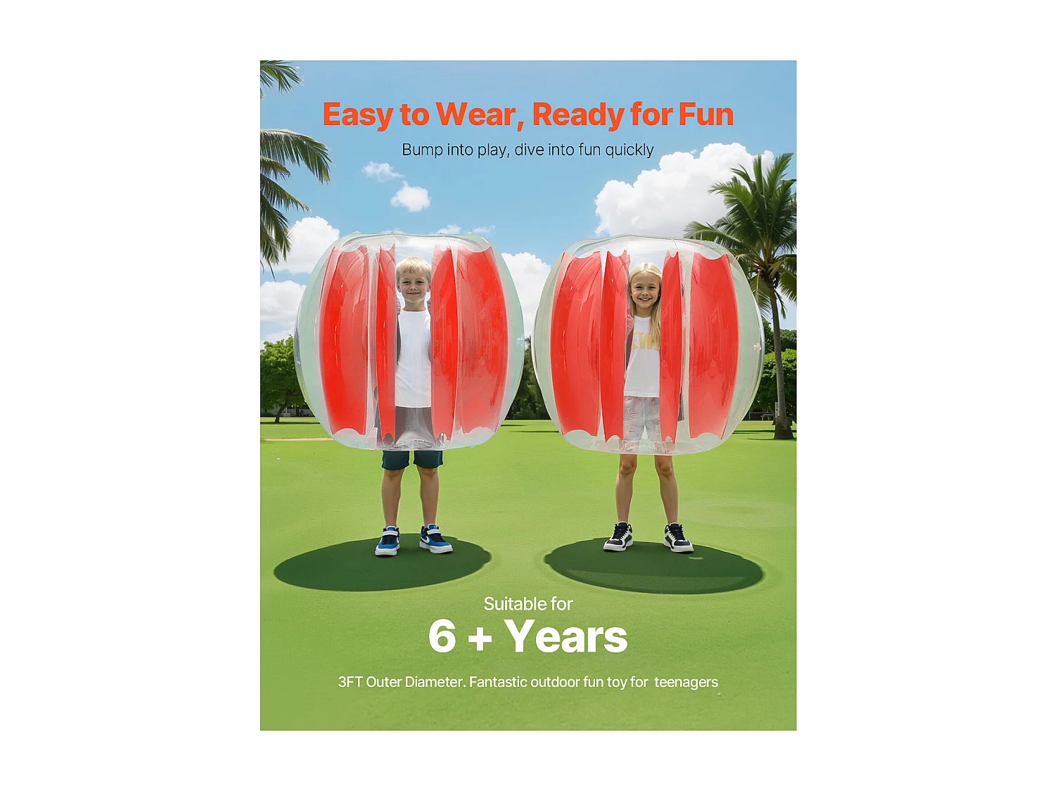 Ballons Pare-Chocs Gonflables SucceBuy (2 Pièces) 0,9 m, Balles de Collision Robuste en PVC de 0,3 mm d'Épaisseur avec Rayures Rouges, Idéales pour les Jeux