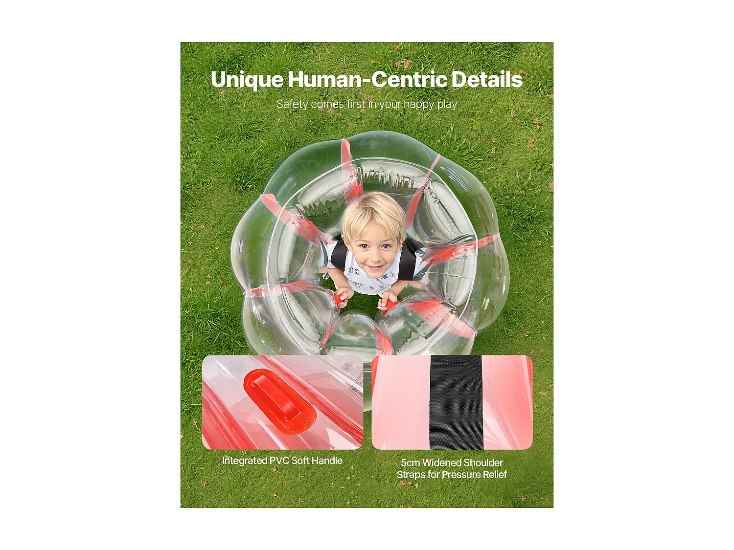 Ballons Pare-Chocs Gonflables SucceBuy (2 Pièces) 0,9 m, Balles de Collision Robuste en PVC de 0,3 mm d'Épaisseur avec Rayures Rouges, Idéales pour les Jeux