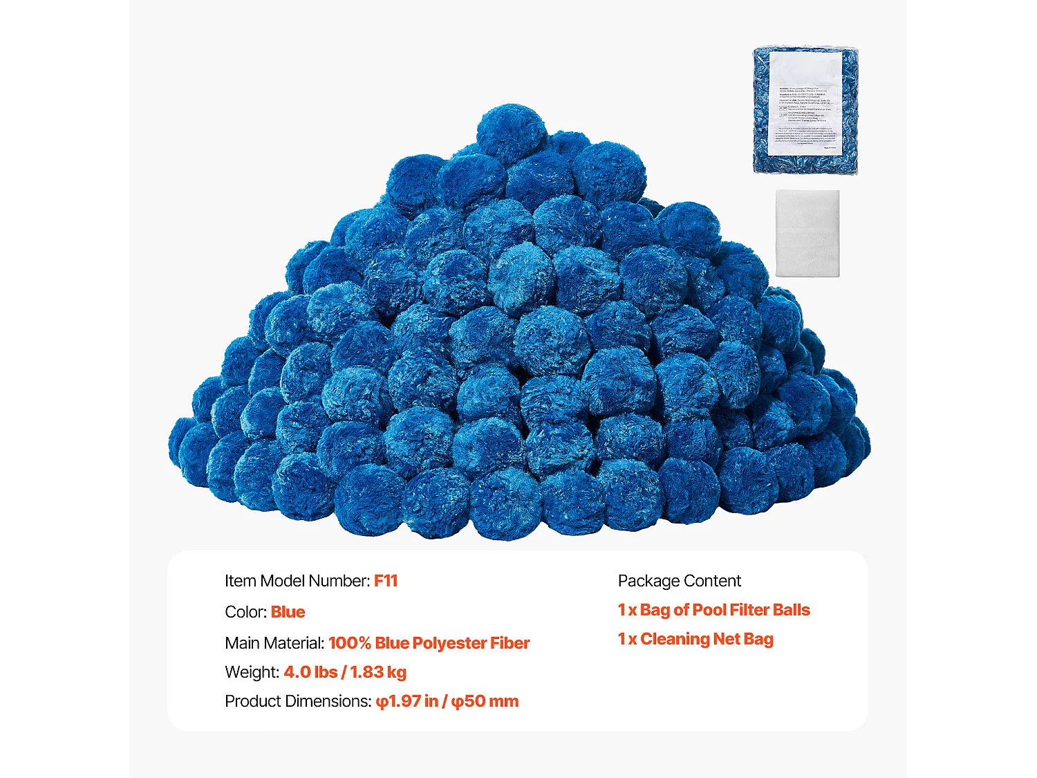 Sfere Filtranti per Piscina, SucceBuy Sfere Filtranti per Piscina 1,83 kg Blu per Filtro a Sabbia per Piscina