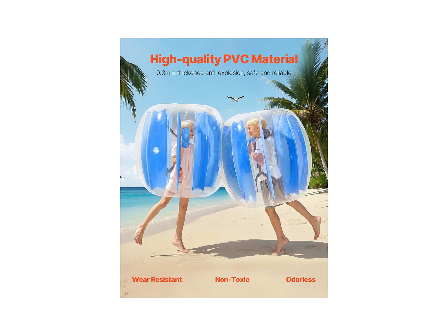 Nadmuchiwane Bumper Balls SucceBuy (2 Sztuki) 0,9 m, Wytrzymałe Piłki do Zderzeń z PVC o Grubości 0,3 mm z Niebieskimi Paskami, Idealne do Sportu