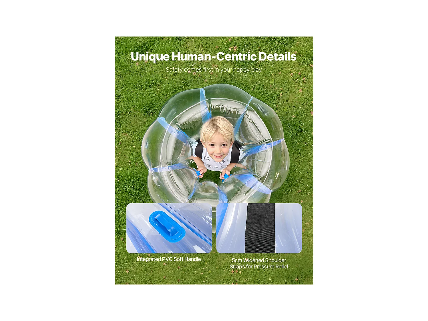 Nadmuchiwane Bumper Balls SucceBuy (2 Sztuki) 0,9 m, Wytrzymałe Piłki do Zderzeń z PVC o Grubości 0,3 mm z Niebieskimi Paskami, Idealne do Sportu