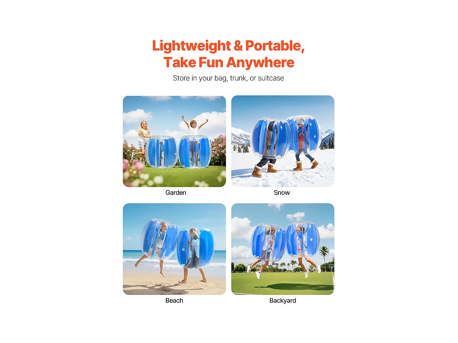 Nadmuchiwane Bumper Balls SucceBuy (2 Sztuki) 0,9 m, Wytrzymałe Piłki do Zderzeń z PVC o Grubości 0,3 mm z Niebieskimi Paskami, Idealne do Sportu