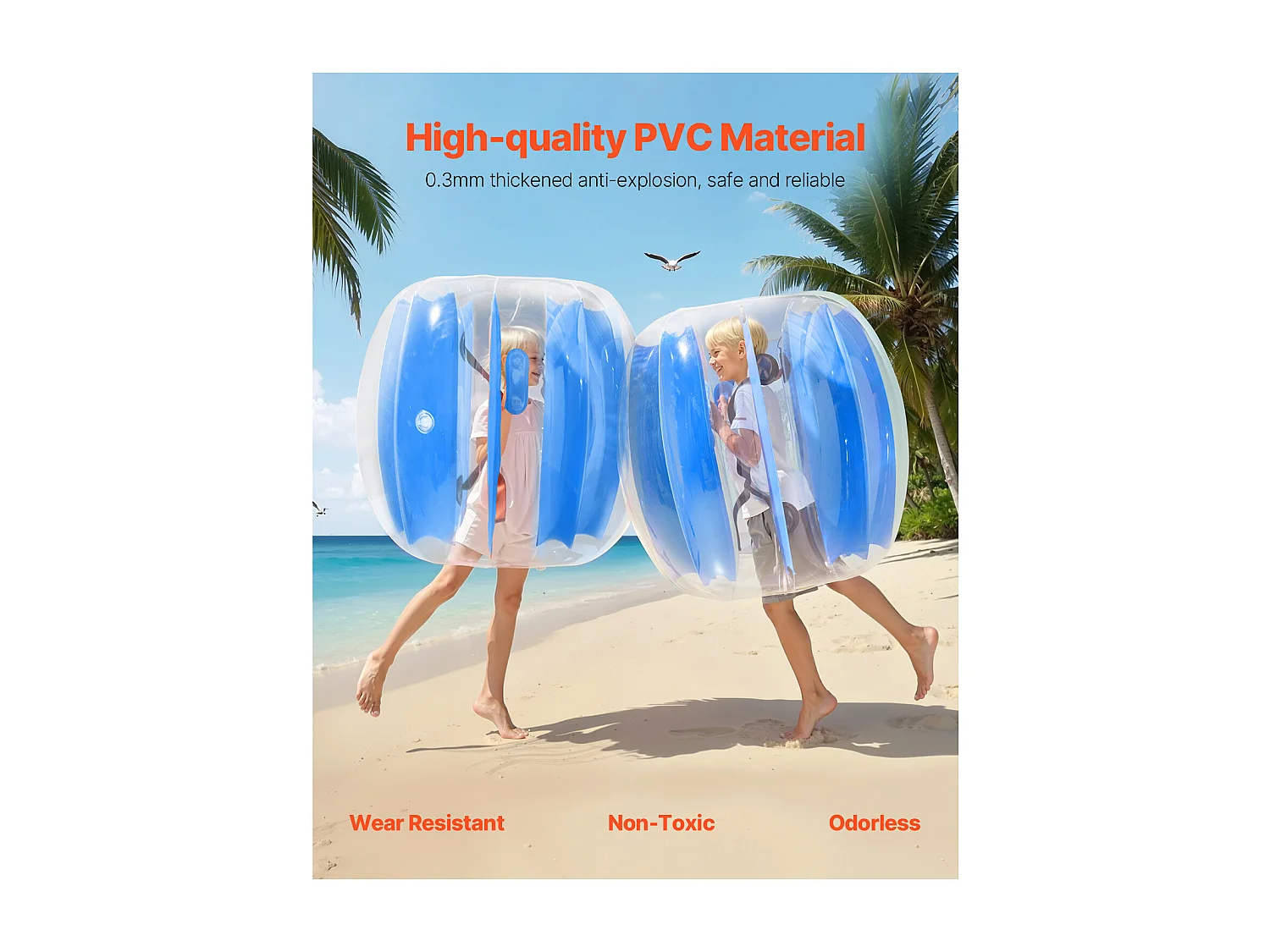 Ballons Pare-Chocs Gonflables SucceBuy (2 Pièces) 0,9 m, Balles de Collision Robuste en PVC de 0,3 mm d'Épaisseur avec Rayures Bleues, Idéales pour les Sports