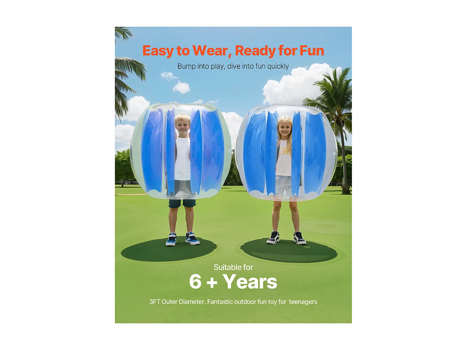 Ballons Pare-Chocs Gonflables SucceBuy (2 Pièces) 0,9 m, Balles de Collision Robuste en PVC de 0,3 mm d'Épaisseur avec Rayures Bleues, Idéales pour les Sports