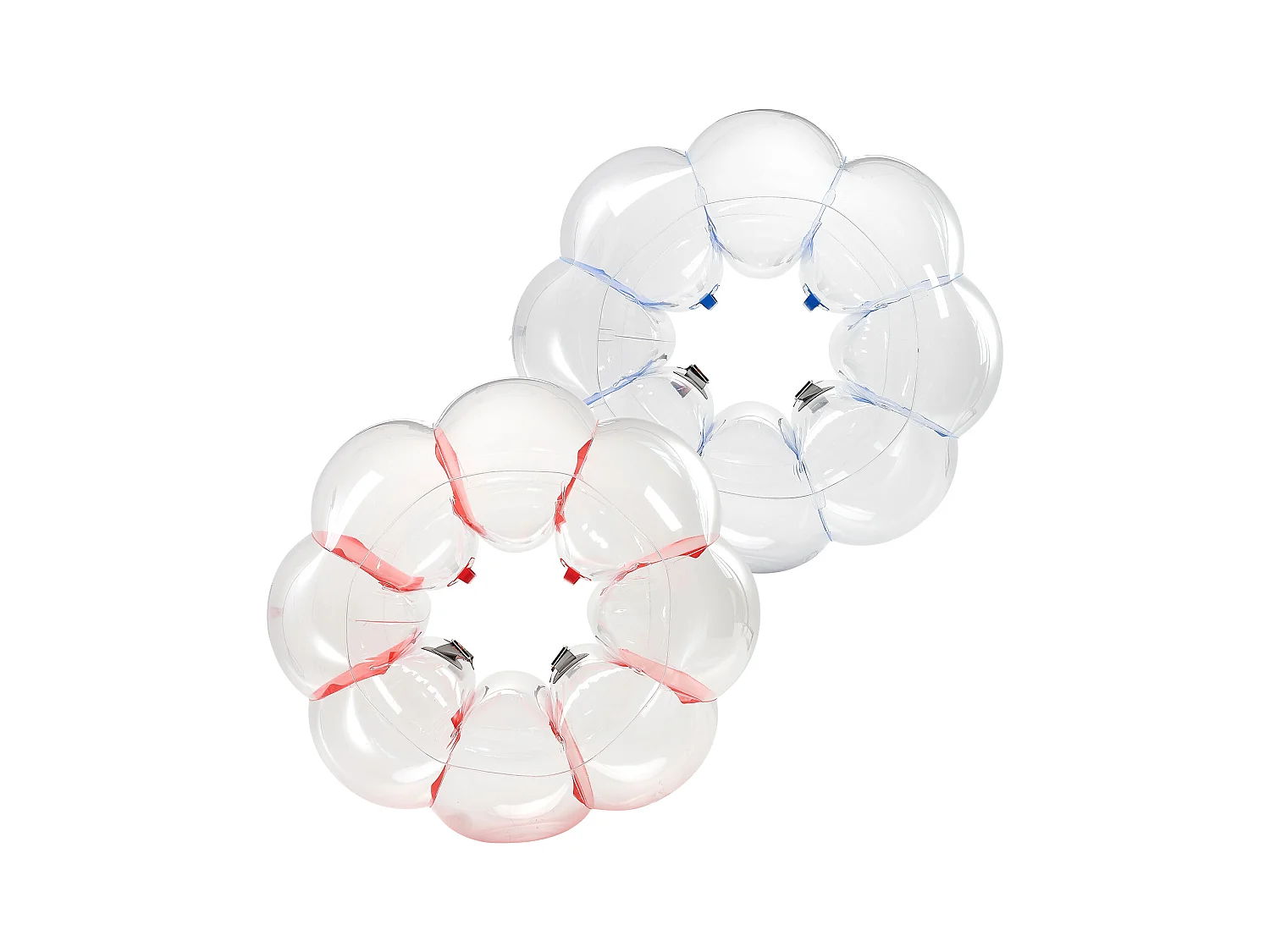 Palloni Paracolpi Gonfiabili SucceBuy (Lotto di 2) da 1,2 m, Palle da Collisione Durevoli in PVC da 0,5 mm di Spessore con Strisce Rosse e Blu per Sport