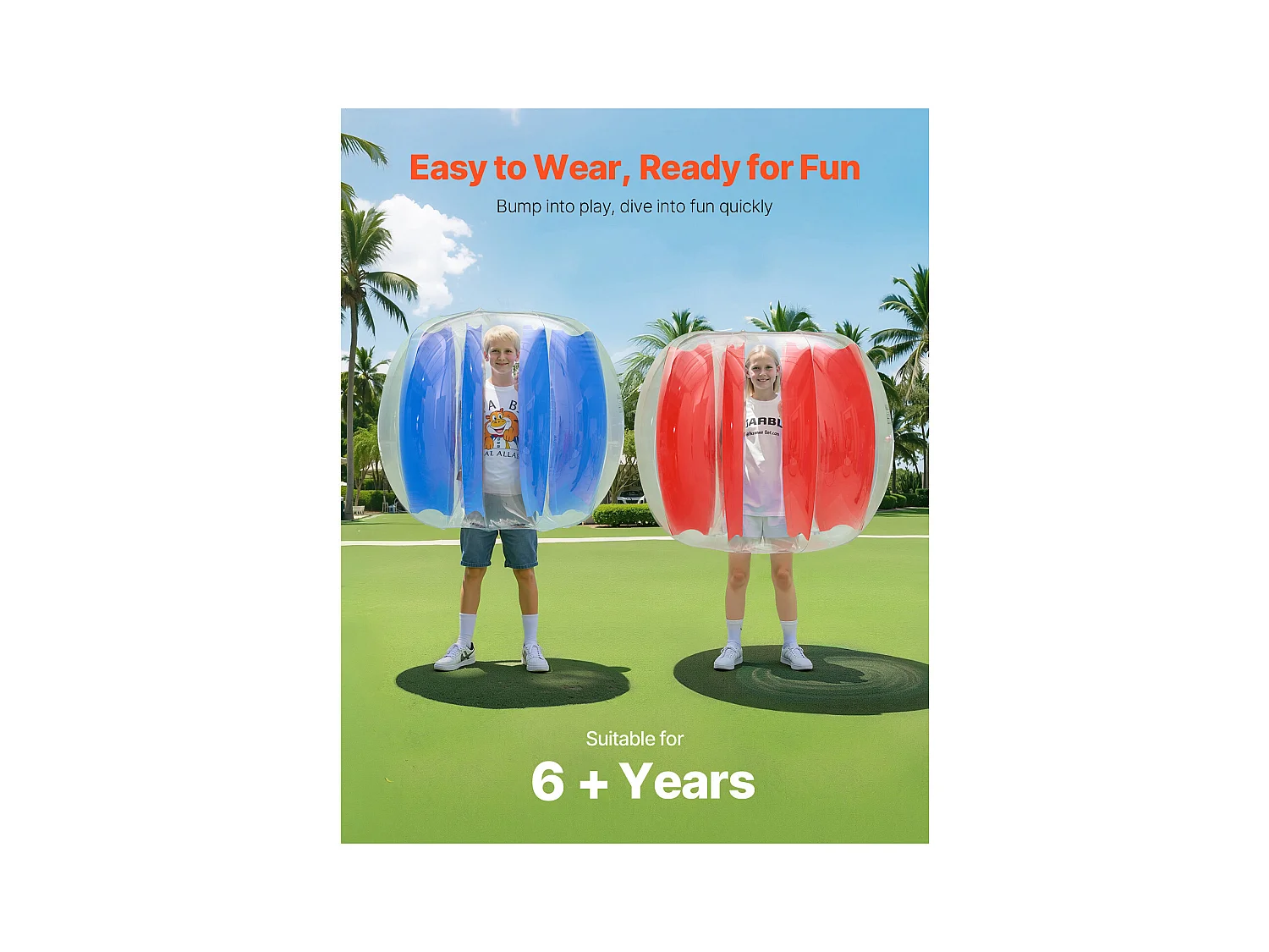 Palloni Paracolpi Gonfiabili SucceBuy (Lotto di 2) da 1,2 m, Palle da Collisione Durevoli in PVC da 0,5 mm di Spessore con Strisce Rosse e Blu per Sport