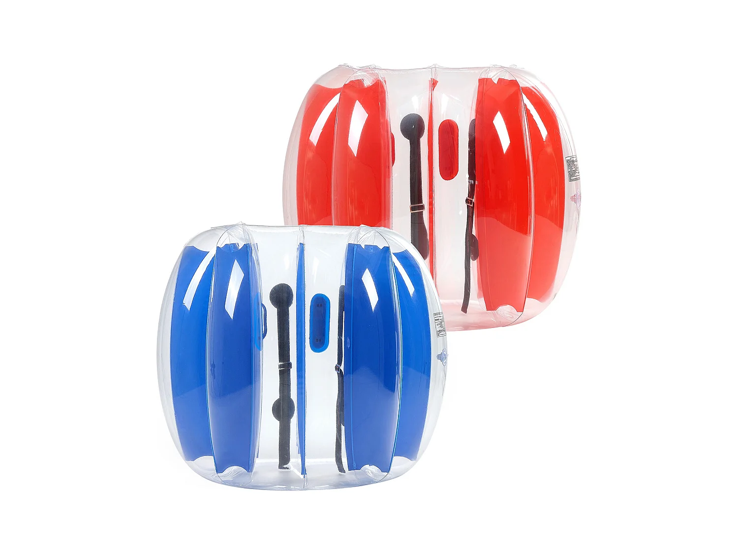 Palloni Paracolpi Gonfiabili SucceBuy (Lotto di 2) da 1,2 m, Palle da Collisione Durevoli in PVC da 0,5 mm di Spessore con Strisce Rosse e Blu per Sport