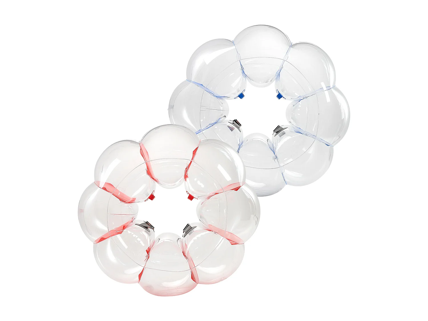 Opblaasbare Stootkussens SucceBuy (Set van 2) van 1,2 m, Duurzame Botsballen van PVC met 0,5 mm Dikte met Rode en Blauwe Strepen voor Sport