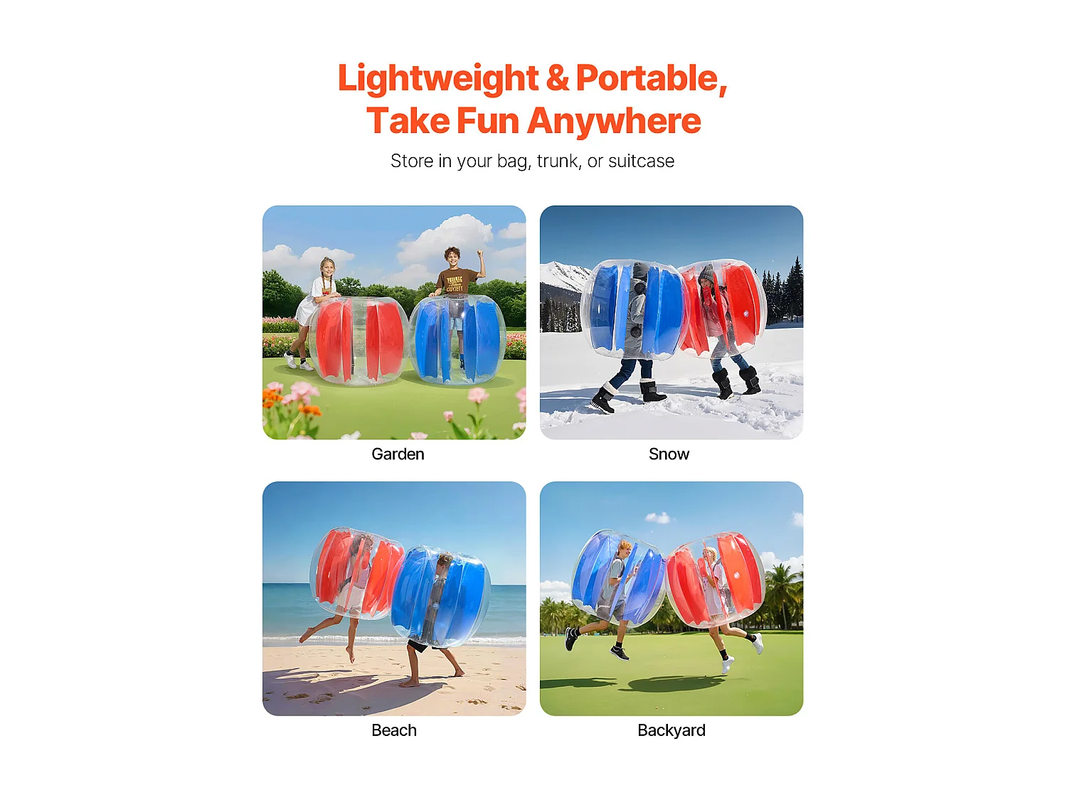 Opblaasbare Stootkussens SucceBuy (Set van 2) van 1,2 m, Duurzame Botsballen van PVC met 0,5 mm Dikte met Rode en Blauwe Strepen voor Sport