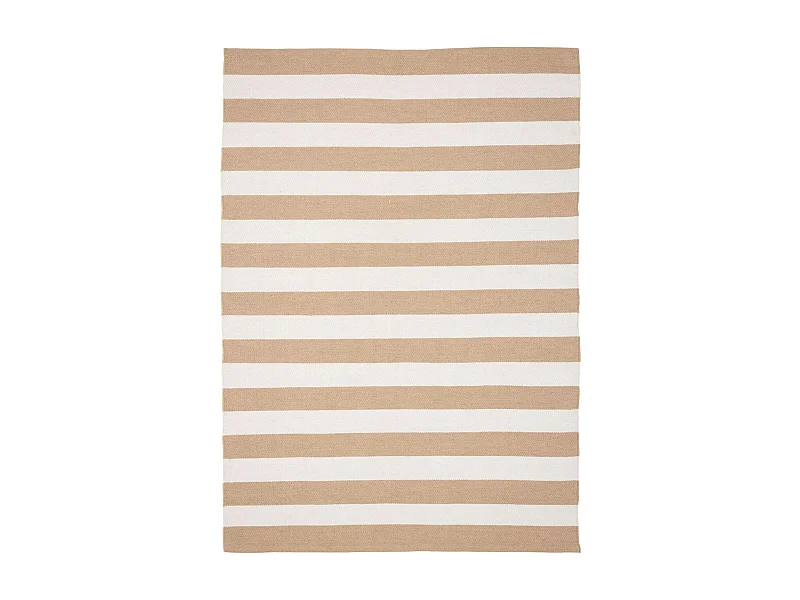 Tapis d'extérieur écoresponsable - rayures beige/blanc MENDOZA