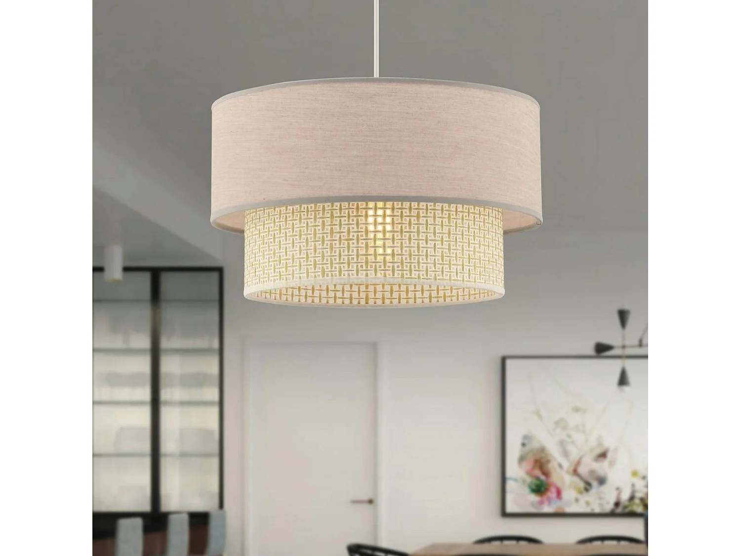 Suspension moderne - double abat-jour sable ZURICH