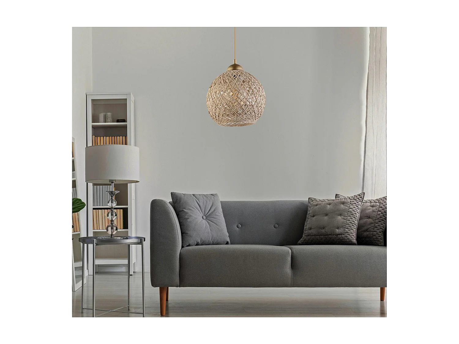 Suspension bohème en jute naturelle - finition cuivre AROSA