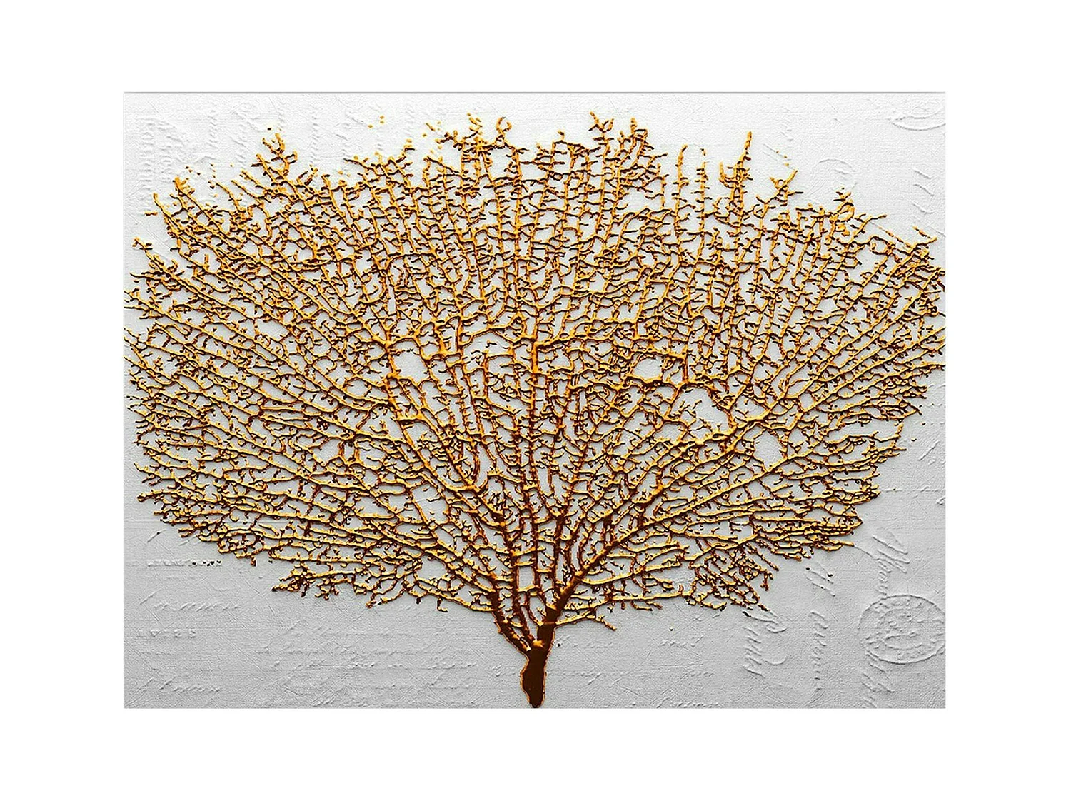 Tableau décoratif blanc et or – arbre texturé