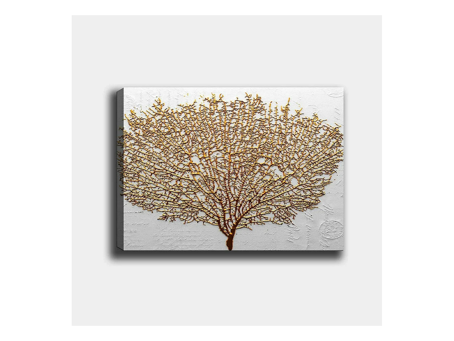Tableau décoratif blanc et or – arbre texturé