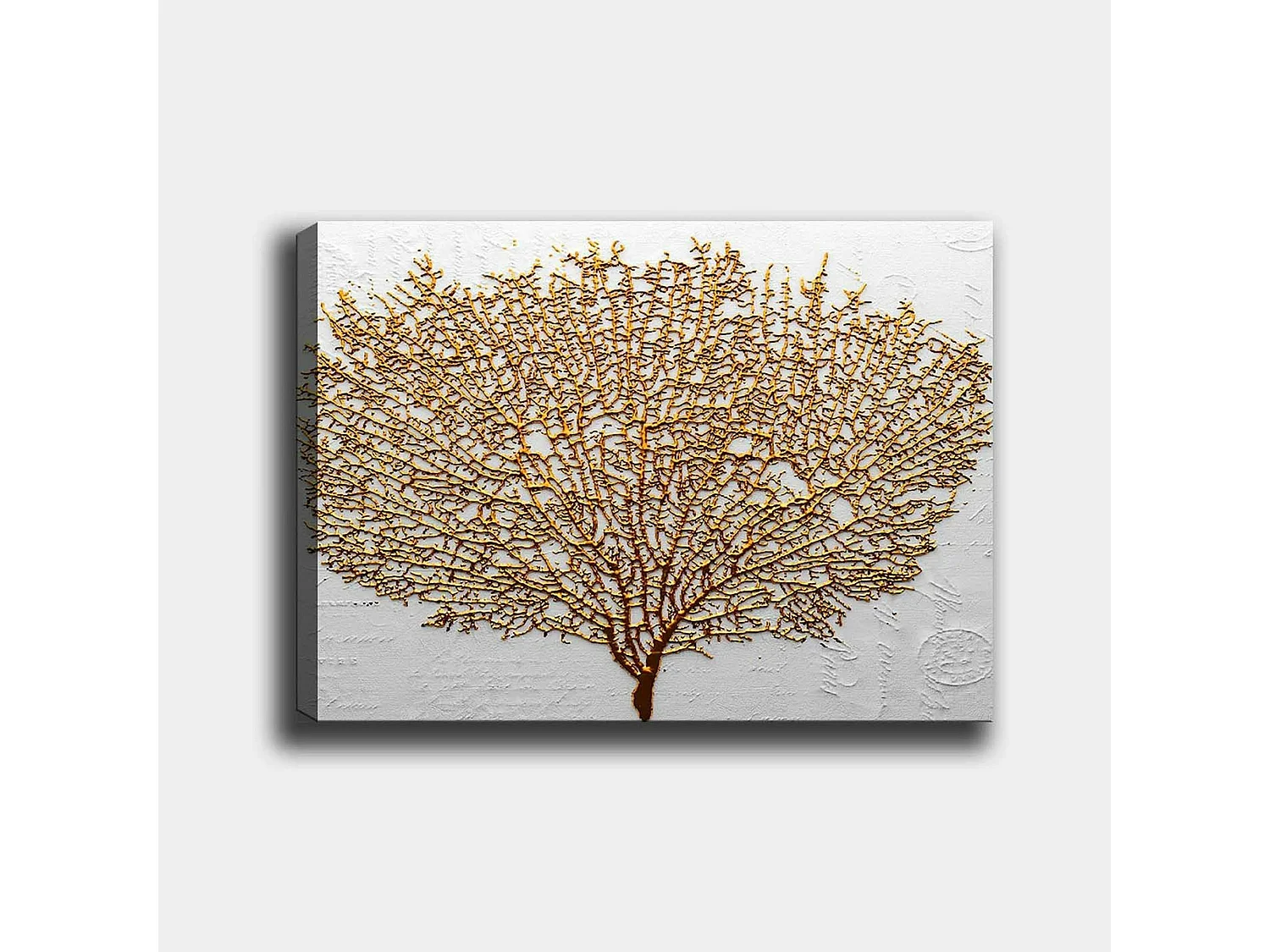 Tableau décoratif blanc et or – arbre texturé