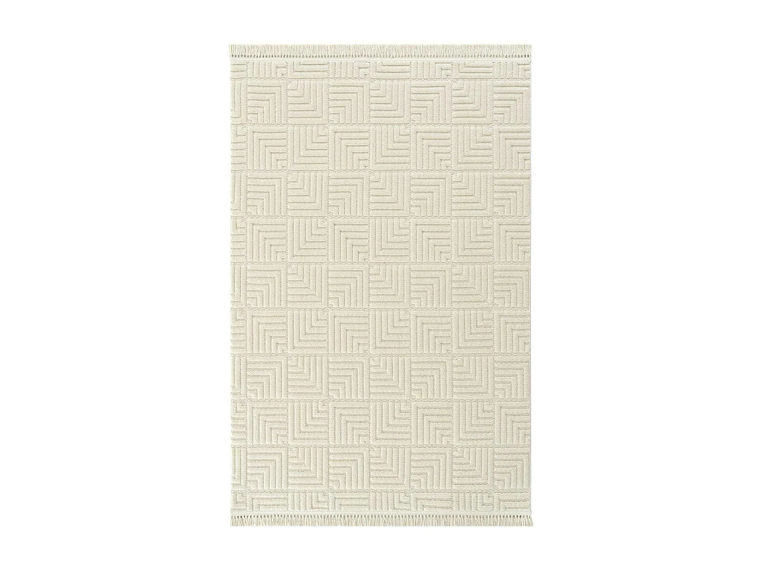 Tapis de salon beige – motif carré, 120x180 cm ISTANBUL