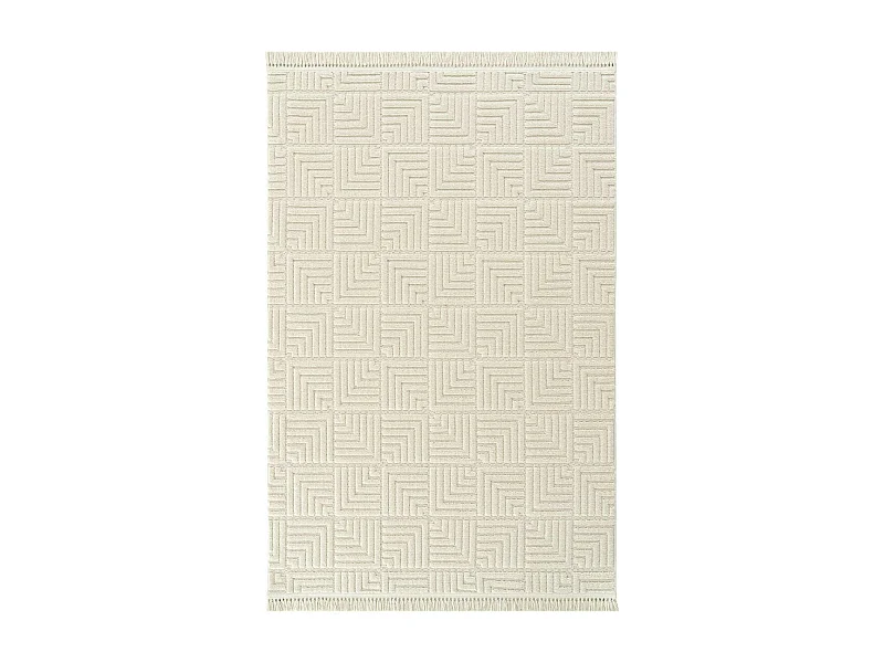 Tapis de salon beige – motif carré, 120x180 cm ISTANBUL