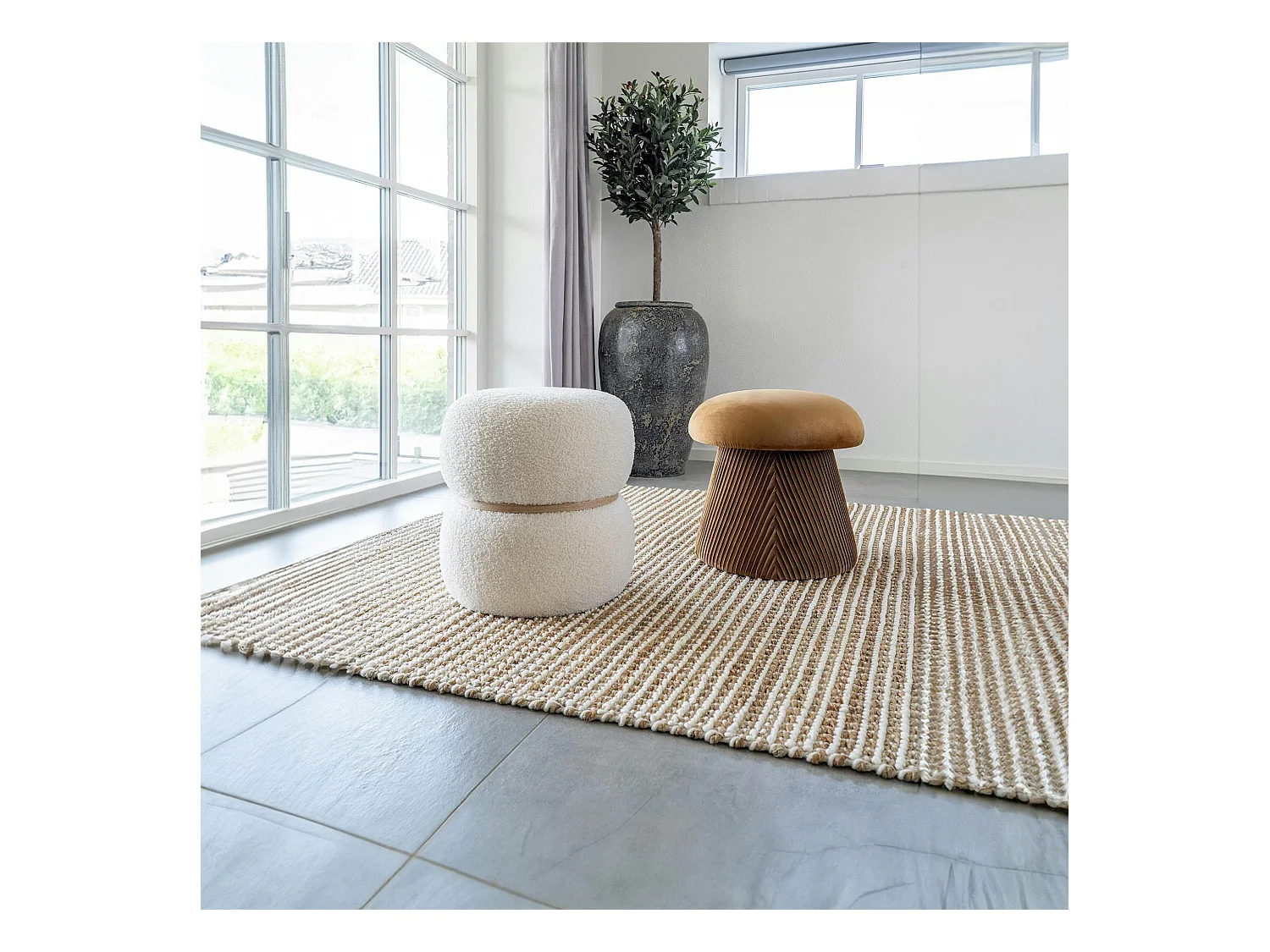 Tapis bohème en jute et laine texturé 200x300 cm FEZ