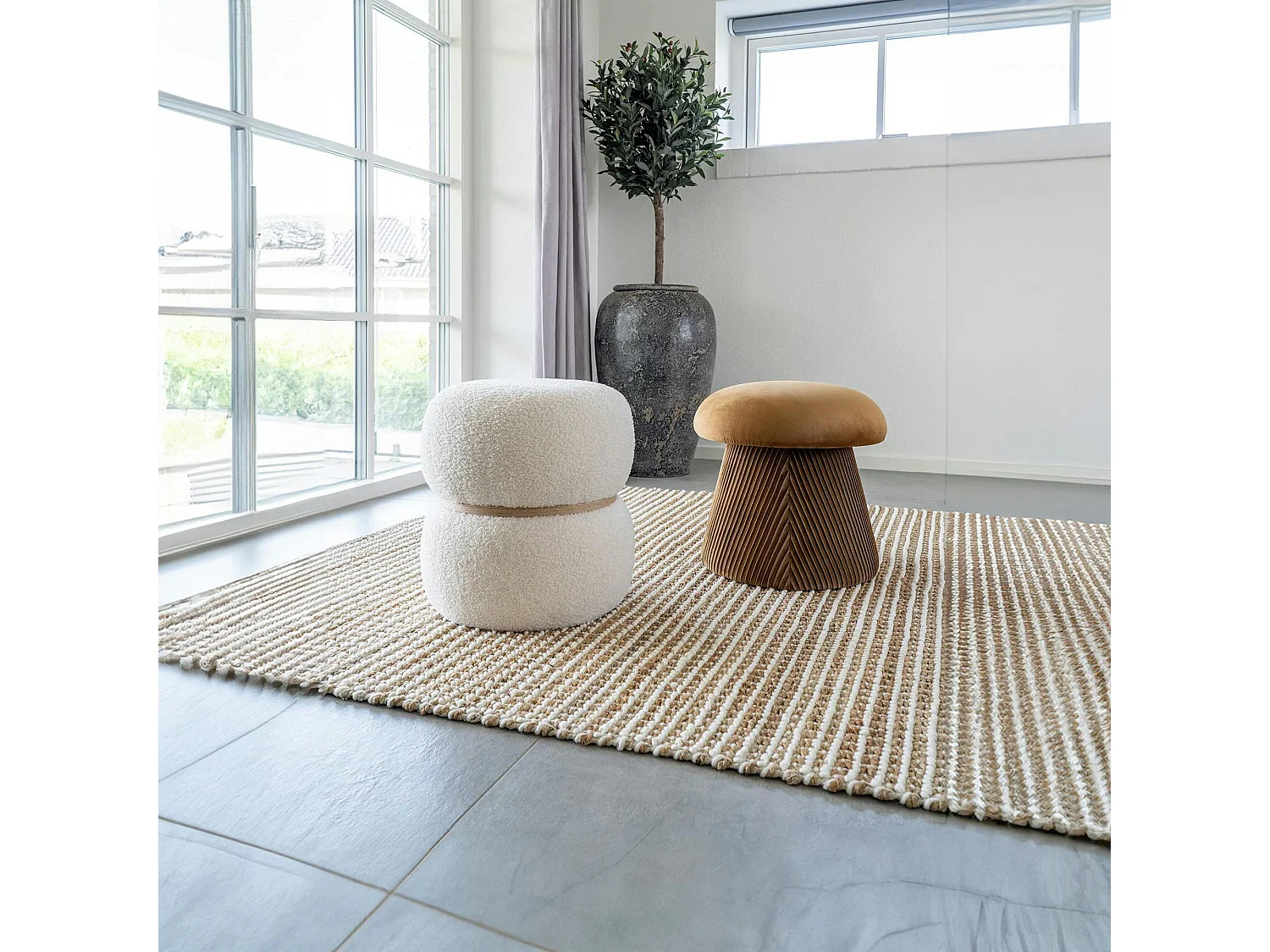 Tapis bohème en jute et laine texturé 200x300 cm FEZ