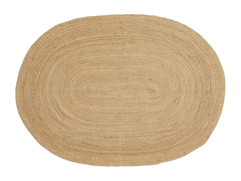 Tapis bohème en jute tressée - forme ovale, déco naturelle FEZ
