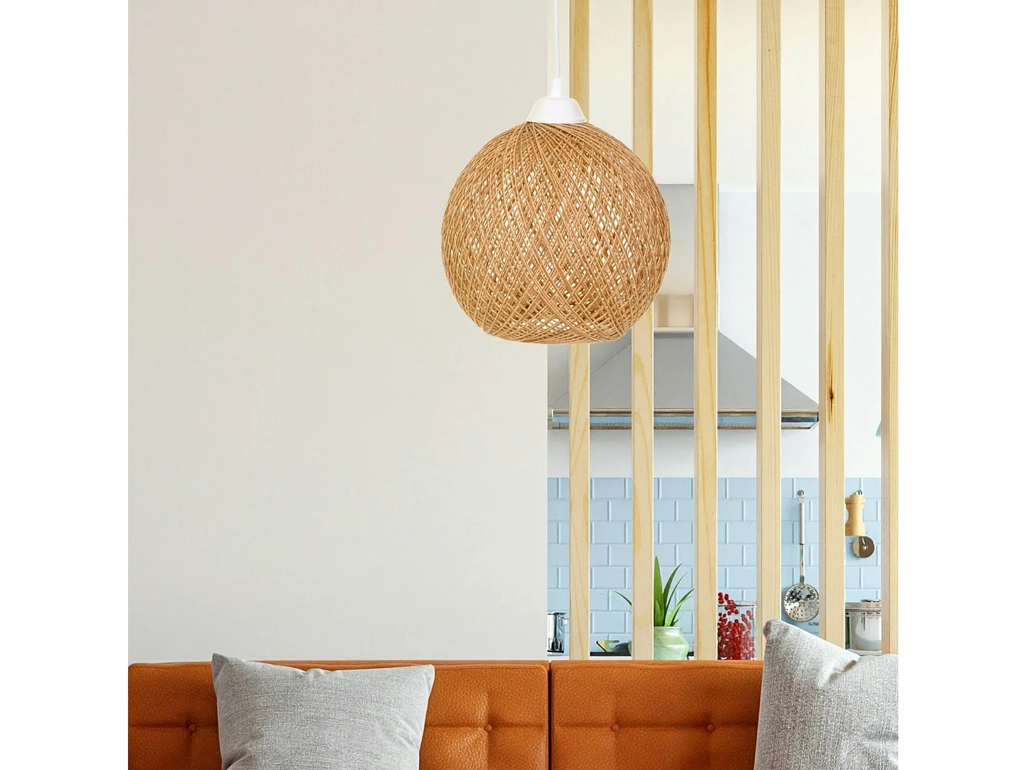 Suspension bohème en jute naturelle – forme boule AROSA