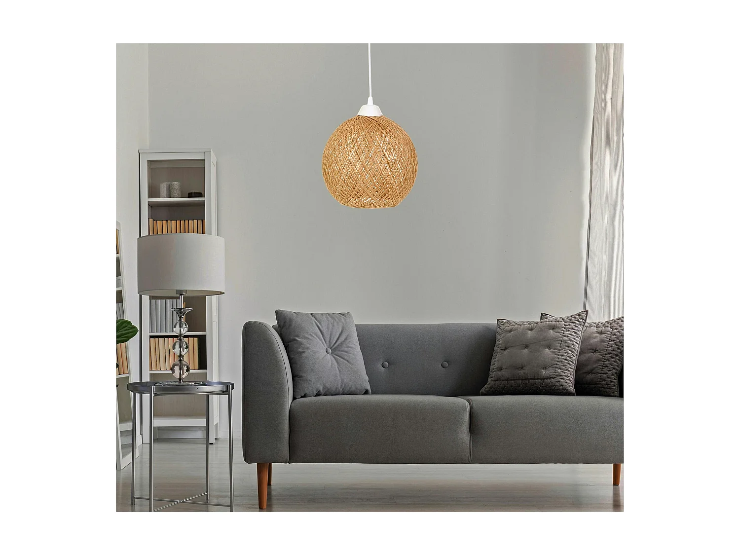 Suspension bohème en jute naturelle – forme boule AROSA