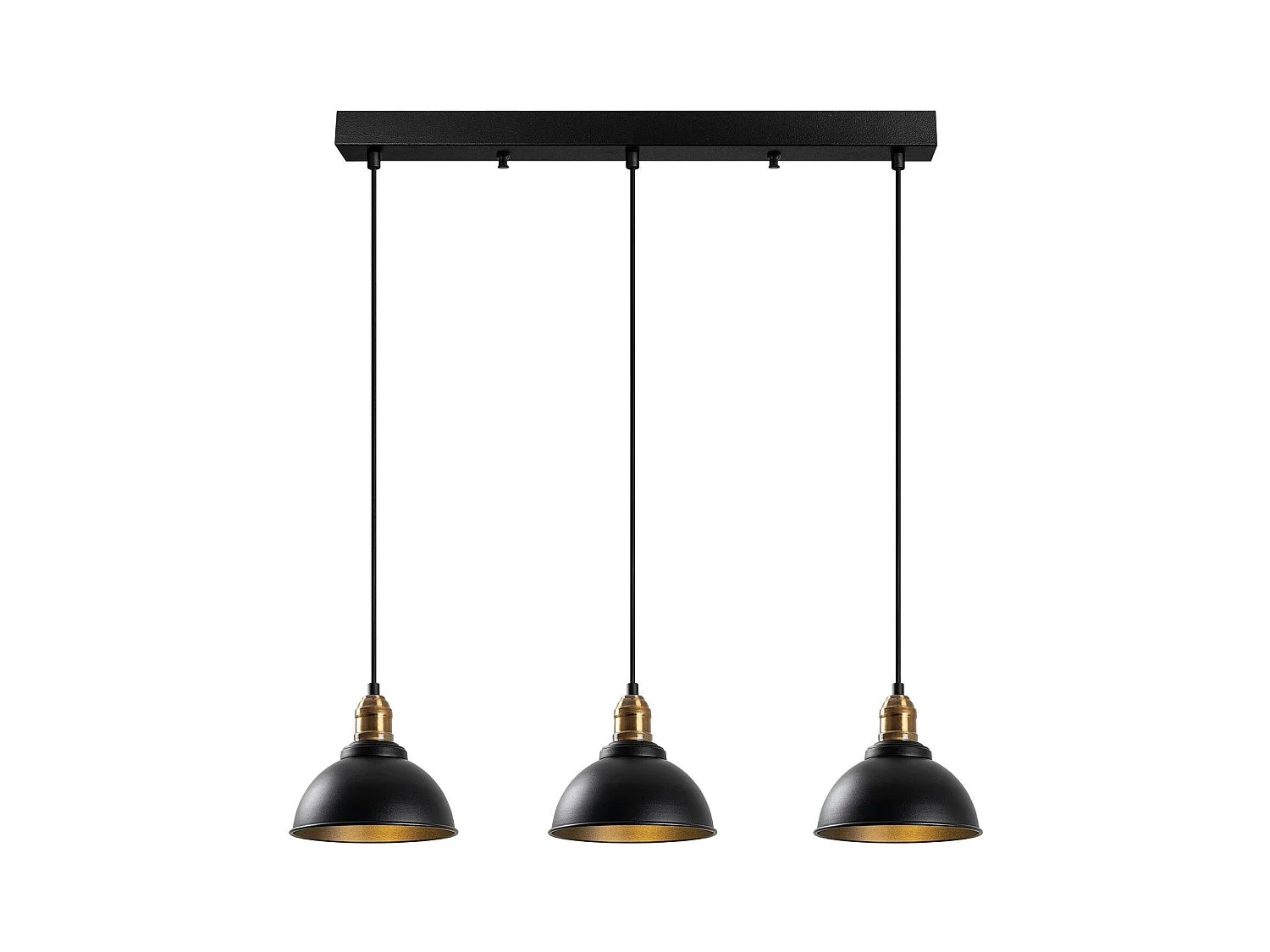 Suspension îlot cuisine – 3 lampes noir et or SILE