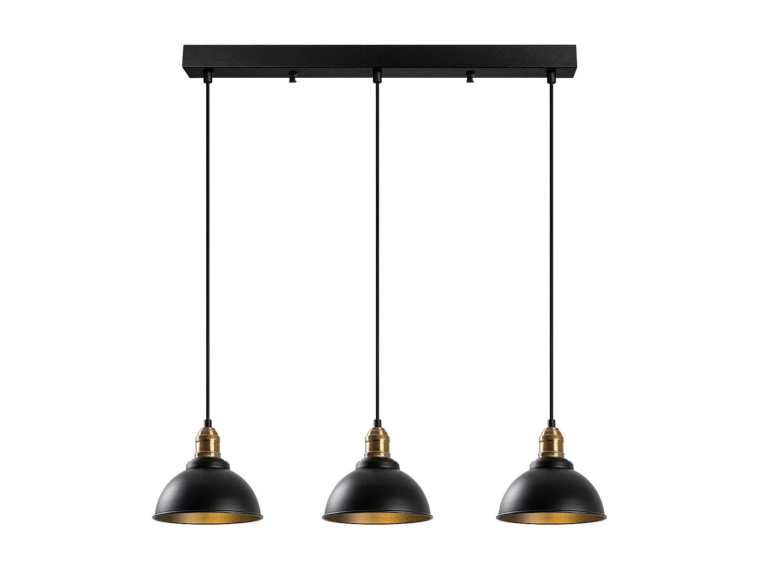 Suspension îlot cuisine – 3 lampes noir et or SILE