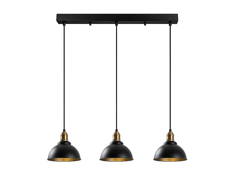 Suspension îlot cuisine – 3 lampes noir et or SILE