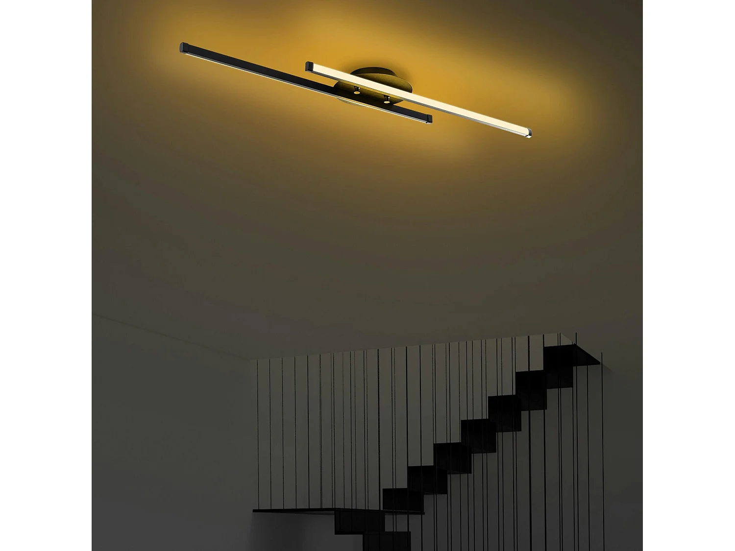 Plafonnier design LED - 2 barres métal noir VIESTE